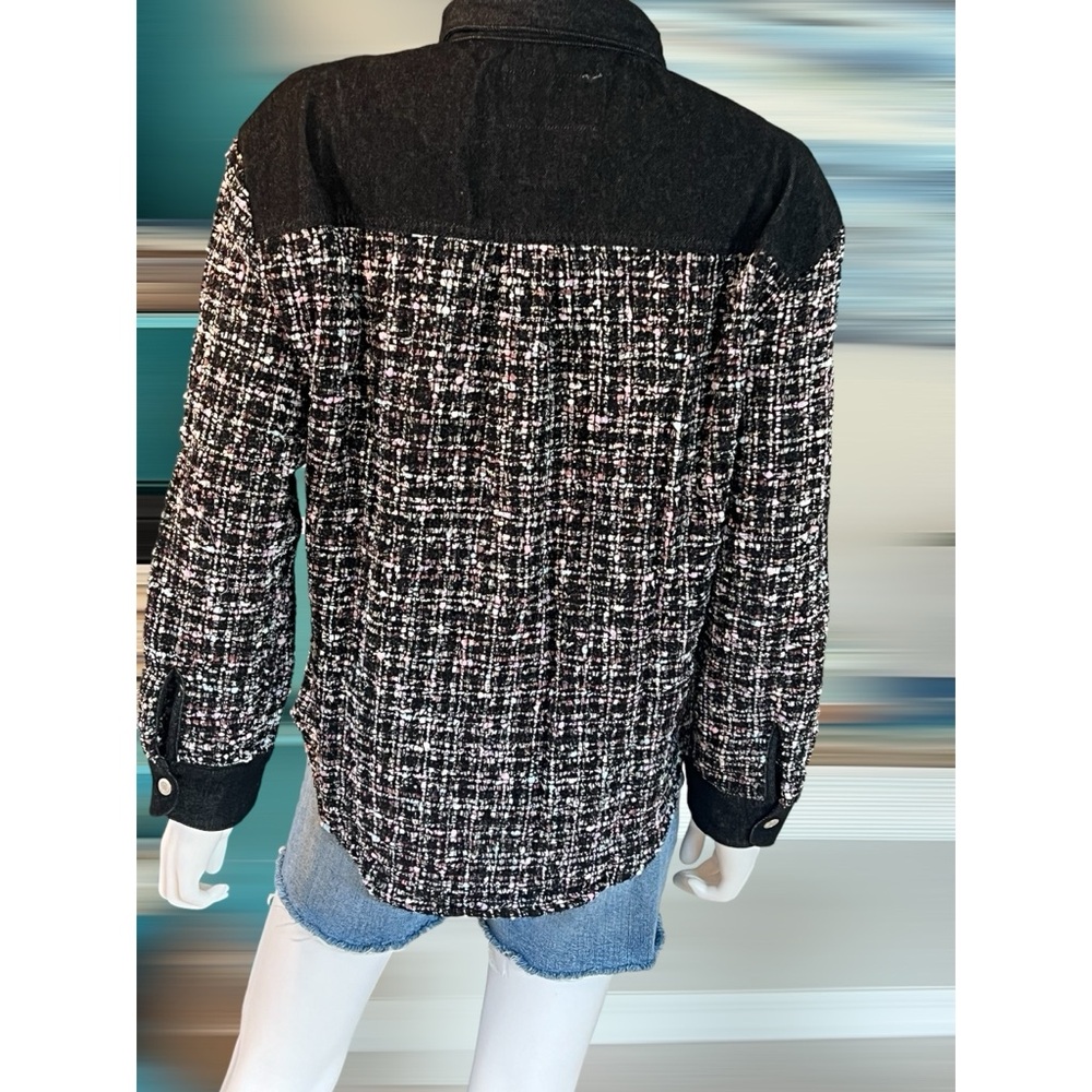SIGNATURE EIGHT Denim contrast tweed shacket sz S M L - Picture 6 of 8